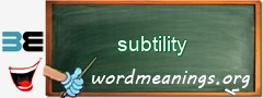 WordMeaning blackboard for subtility